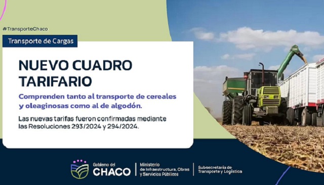 Gobierno informa el nuevo cuadro tarifario para el transporte de granos y algodon 