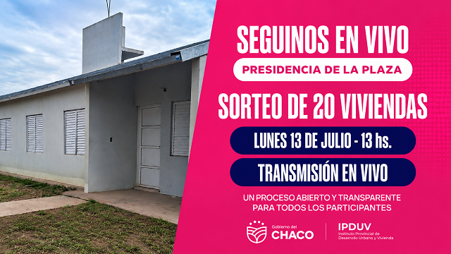 IPDUV realizar&aacute; hoy el sorteo p&uacute;blico de Viviendas en Presidencia de la Plaza 