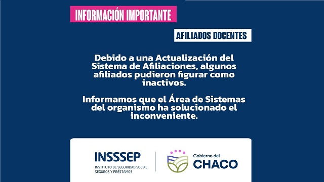 INSSSEP: Informaci&oacute;n importante para Afiliados Docentes 