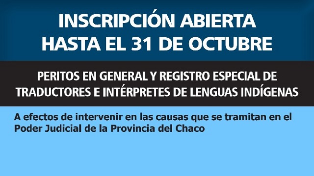 Hasta el 31 de octubre  Inscriben en registros de peritos en general y el especial de traductores e intérpretes de lenguas indígenas