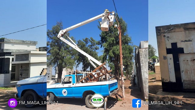 Villa Ángela: Reparación de luces en el Cementerio “Juan Pablo II”