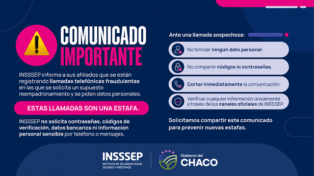 Alerta: El INSSSEP reitera que no realiza ninguna campa&ntilde;a de reempadronamiento y advierte sobre posibles estafas