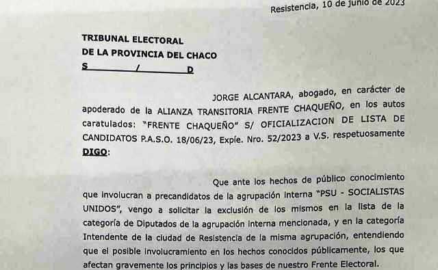 Caso Cecilia Strzyzowski: El Frente Chaqueño solicitó la exclusión de dos precandidatos de la Lista 652 PSU