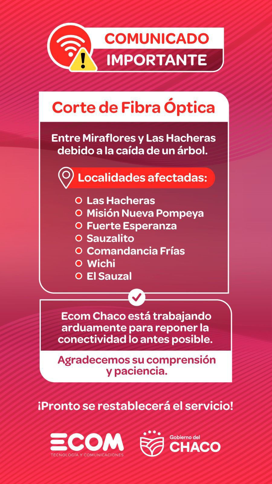 Corte de Fibra Óptica entre Miraflores y Las Hacheras