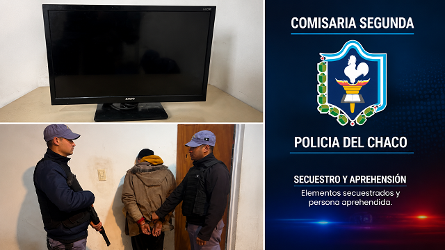 Villa Ángela: Recuperan un televisor robado y detienen al presunto autor