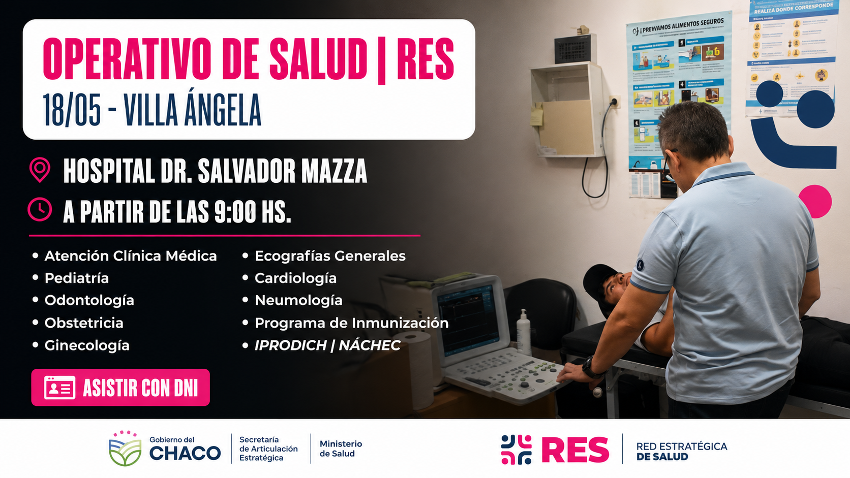 Villa Angela: Este lunes 18 se realizará un nuevo Operativo de la Red Estratégica de Salud (RES)