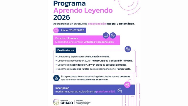 Educaci&oacute;n abre inscripciones para el curso de formaci&oacute;n Docente &ldquo;Aprendo Leyendo 2026&rdquo;