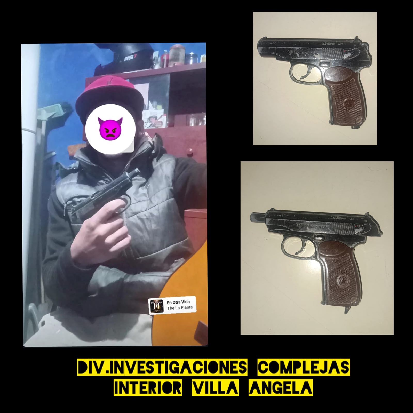 Investigan intimidaci&oacute;n p&uacute;blica: incautan una pistola modificada luego de que se viralizara una imagen amenazante