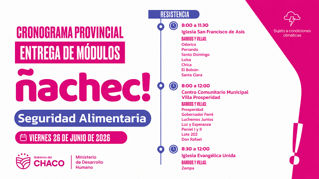 &Ntilde;ACHEC: ESTE VIERNES CONTIN&Uacute;A LA ENTREGA DE M&Oacute;DULOS ALIMENTARIOS EN DISTINTOS BARRIOS DE RESISTENCIA