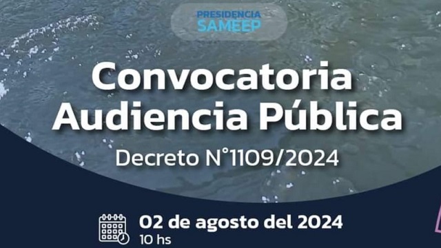 En Charata, SAMEEP realizará este viernes la audiencia pública para readecuar la tarifa del servicio de agua y cloaca 